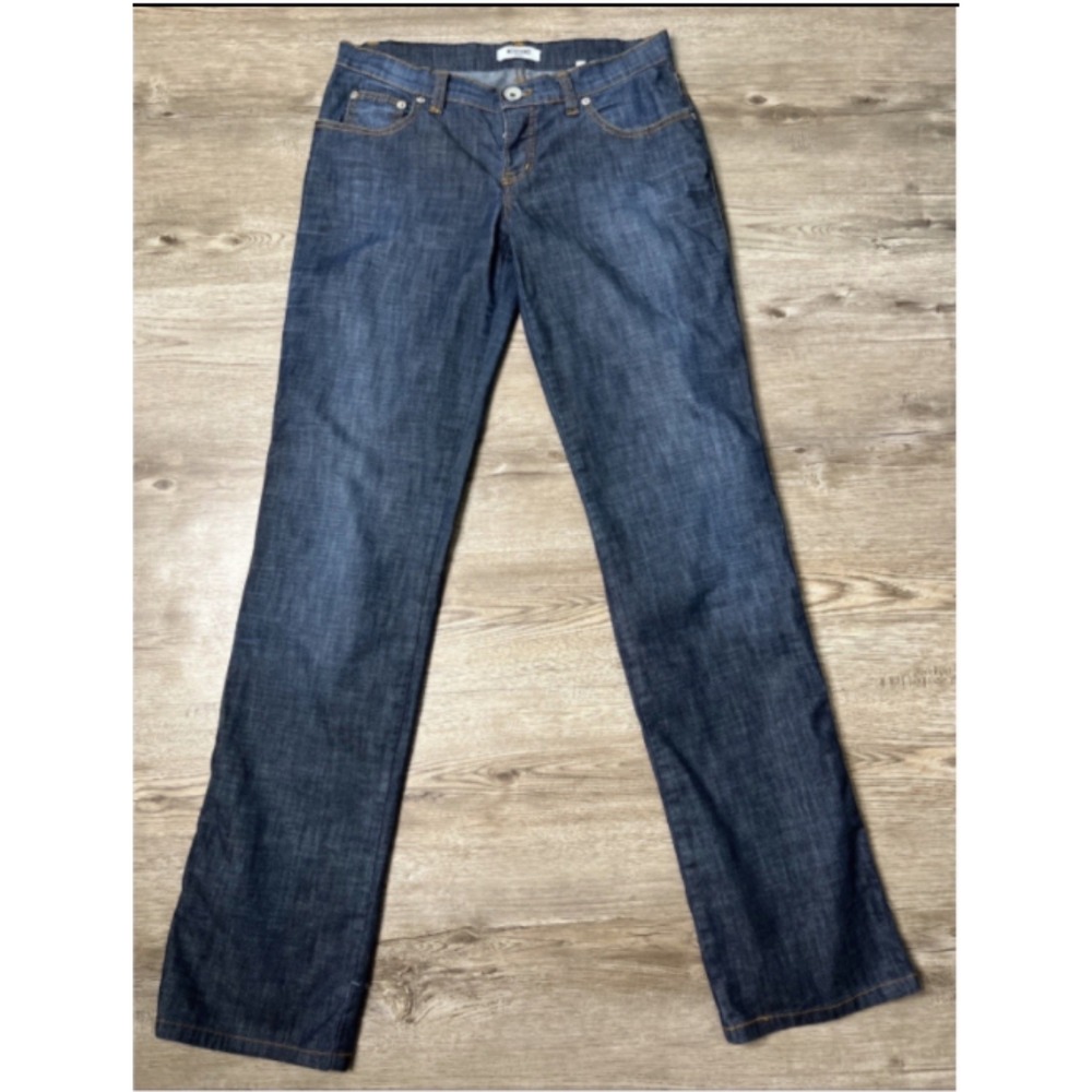 Moschino Donna Straight Leg Heart Patch Jeans Womens 28 Dark Wash Blue Designer